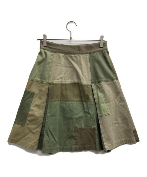 VALENTINO（ヴァレンティノ）VALENTINO (ヴァレンティノ) パッチワークプリーツスカート カーキ サイズ:40の古着・服飾アイテム