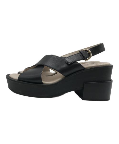 JIL SANDER NAVY（ジルサンダー ネイビー）JIL SANDER NAVY (ジルサンダー ネイビー) クロスストラップサンダル ブラック サイズ:36の古着・服飾アイテム