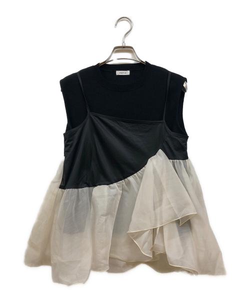 FRAY ID（フレイ アイディー）FRAY ID (フレイ アイディー) ラッフルフリルレイヤーニット ベージュ サイズ:ONEの古着・服飾アイテム