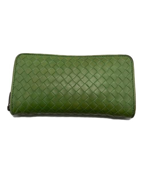 BOTTEGA VENETA（ボッテガベネタ）BOTTEGA VENETA (ボッテガベネタ) ラウンドジップ長財布 グリーンの古着・服飾アイテム