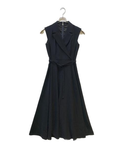 anuans（アニュアンス）anuans (アニュアンス) ダブルサテンテーラードフレアワンピース ネイビー サイズ:XSの古着・服飾アイテム