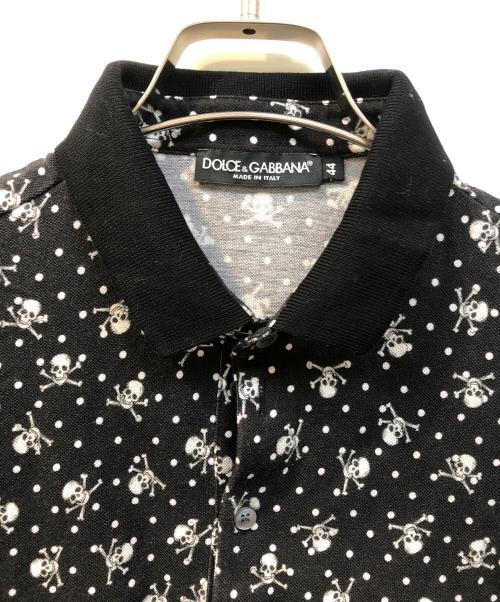 DOLCE & GABBANA（ドルチェ＆ガッバーナ）DOLCE & GABBANA (ドルチェ＆ガッバーナ) スカル柄ポロシャツ ブラック サイズ:44の古着・服飾アイテム