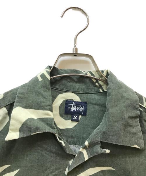 stussy（ステューシー）stussy (ステューシー) USA製ドラゴンプリントキャンプシャツ グリーン サイズ:Ｓの古着・服飾アイテム