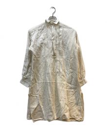 USED（ユーズド）の古着「アンティークリネンビヨードシャツ」｜アイボリー