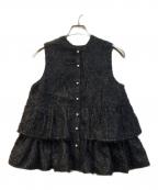 fiolilyフィオリリー）の古着「スパークリングペプラムスリーブレストップス」｜ブラック