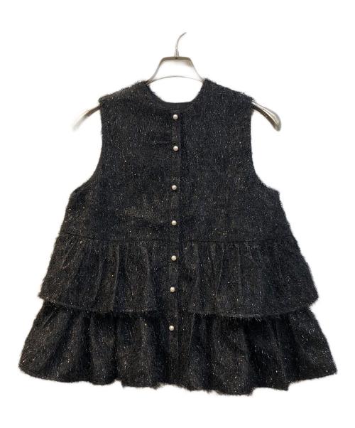 fiolily（フィオリリー）fiolily (フィオリリー) スパークリングペプラムスリーブレストップス ブラック サイズ:FREEの古着・服飾アイテム