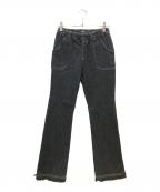 PINK HOUSEピンクハウス）の古着「裾フリルストレッチデニムパンツ」｜ブラック