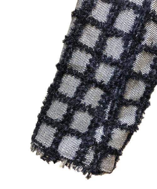 DAKS（ダックス）DAKS (ダックス) ノーカラーデニムライクツイードジャケット ブルー サイズ:44の古着・服飾アイテム