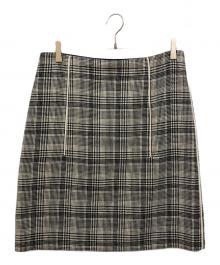 PRADA（プラダ）の古着「ウールチェックスカート」｜ベージュ