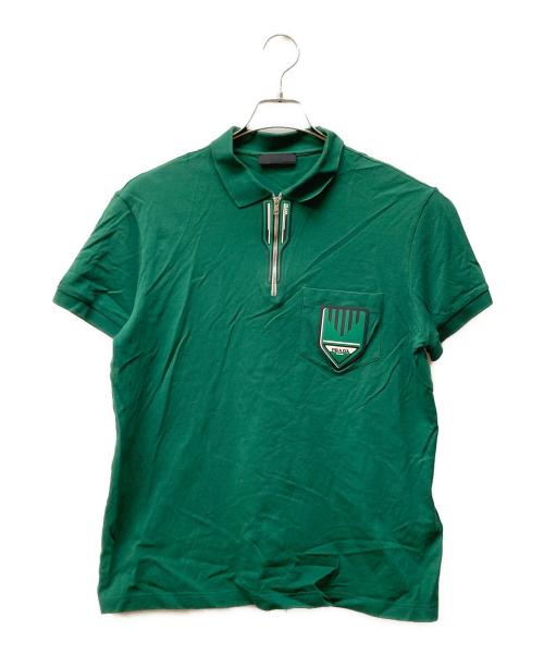 PRADA（プラダ）PRADA (プラダ) ハーフジップポロシャツ グリーン サイズ:Mの古着・服飾アイテム