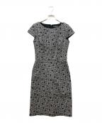 LAUREN RALPH LAURENローレンラルフローレン）の古着「モノトーンフラワープリントワンピース」｜ブラック