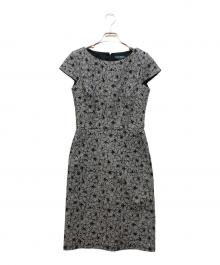 LAUREN RALPH LAUREN（ローレンラルフローレン）の古着「モノトーンフラワープリントワンピース」｜ブラック