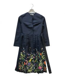 CHESTY（チェスティ）の古着「フラワープリーツコートワンピース」｜ネイビー