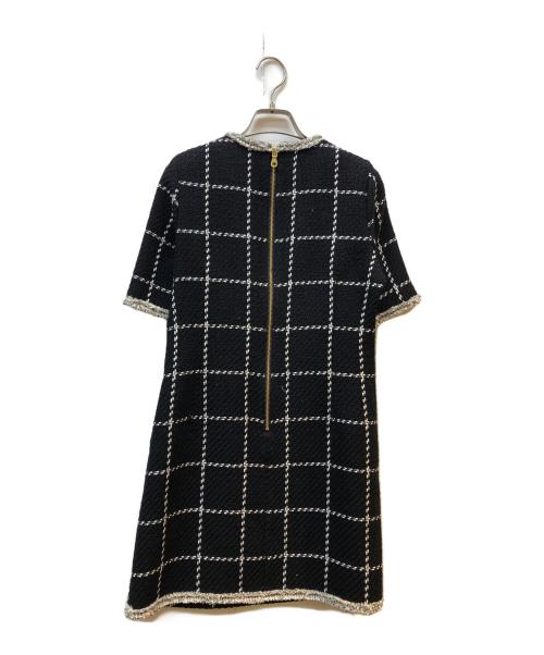 sheller（シェリエ）sheller (シェリエ) フリンジツイードドレス ブラック サイズ:Fの古着・服飾アイテム