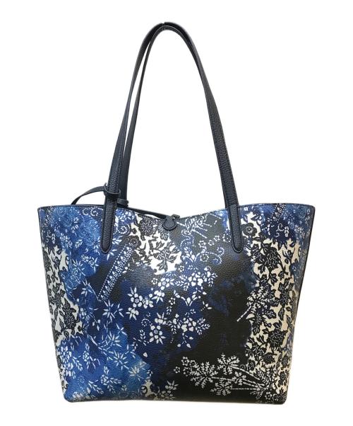 LAUREN RALPH LAUREN（ローレンラルフローレン）LAUREN RALPH LAUREN (ローレンラルフローレン) フラワー柄トートバッグ ブルーの古着・服飾アイテム