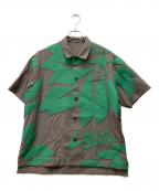 sacaiサカイ）の古着「Floral Embroidered Patch Suiting Shirt」｜グレー×グリーン