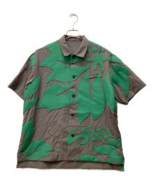 sacai（サカイ）の古着「Floral Embroidered Patch Suiting Shirt」｜グレー×グリーン