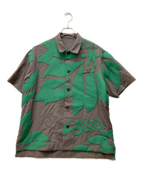 sacai（サカイ）sacai (サカイ) Floral Embroidered Patch Suiting Shirt グレー×グリーン サイズ:SIZE 1の古着・服飾アイテム