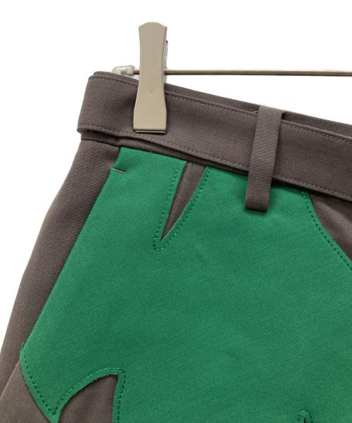 sacai（サカイ）sacai (サカイ) Floral Embroidered Patch Suiting Shorts グレー×グリーン サイズ:SIZE 1の古着・服飾アイテム