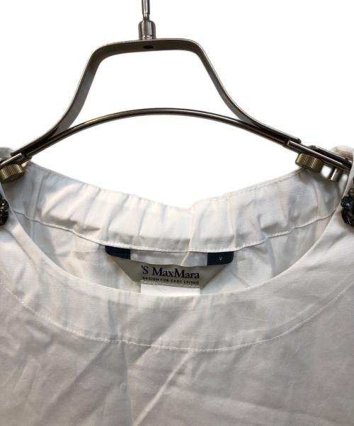 'S Max Mara（エスマックスマーラ）'S Max Mara (エスマックスマーラ) ビジューボウタイブラウス ホワイト サイズ:Ⅼの古着・服飾アイテム