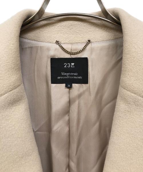 23区（ニジュウサンク）23区 (ニジュウサンク) ウールアンゴラビーバー ロングチェスターコート ベージュ サイズ:Ⅿの古着・服飾アイテム