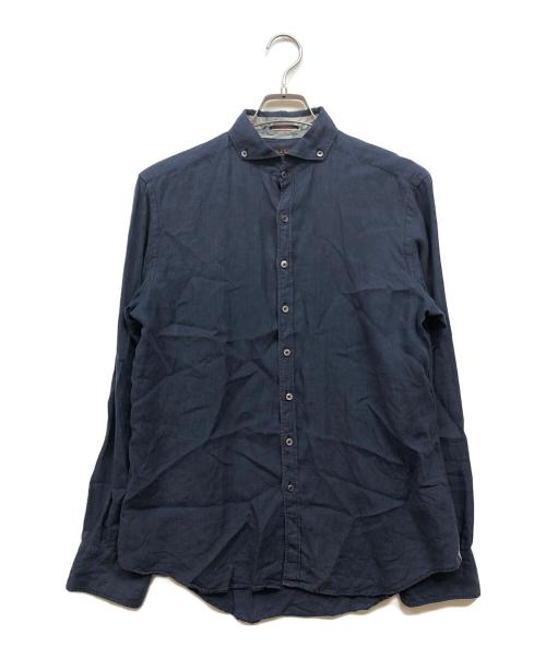 Paul Smith COLLECTION（ポールスミス コレクション）Paul Smith COLLECTION (ポールスミス コレクション) 袖裏柄リネンシャツ ネイビー サイズ:Mの古着・服飾アイテム