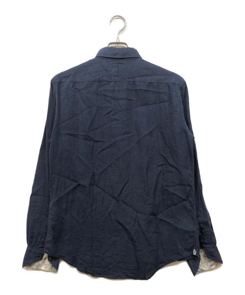 Paul Smith COLLECTION（ポールスミス コレクション）Paul Smith COLLECTION (ポールスミス コレクション) 袖裏柄リネンシャツ ネイビー サイズ:Mの古着・服飾アイテム