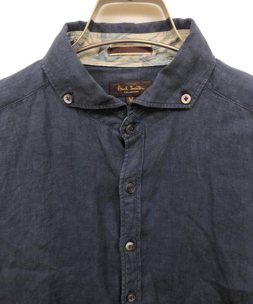 Paul Smith COLLECTION（ポールスミス コレクション）Paul Smith COLLECTION (ポールスミス コレクション) 袖裏柄リネンシャツ ネイビー サイズ:Mの古着・服飾アイテム