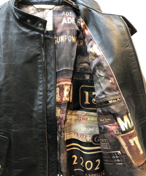 Paul Smith COLLECTION（ポールスミス コレクション）Paul Smith COLLECTION (ポールスミス コレクション) LEATHER SINGLE RIDERS JACKET ブラック サイズ:Lの古着・服飾アイテム