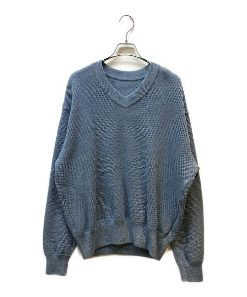crepuscule（クレプスキュール）crepuscule (クレプスキュール) Moss Stitch V Pullover ブルー サイズ:2の古着・服飾アイテム