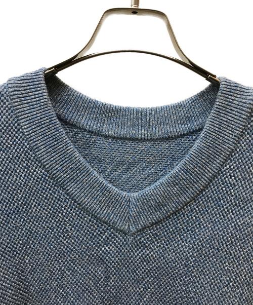 crepuscule（クレプスキュール）crepuscule (クレプスキュール) Moss Stitch V Pullover ブルー サイズ:2の古着・服飾アイテム