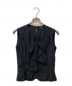 LOUIS VUITTONルイ ヴィトン）の古着「フリルノースリーブブラウス」｜ブラック