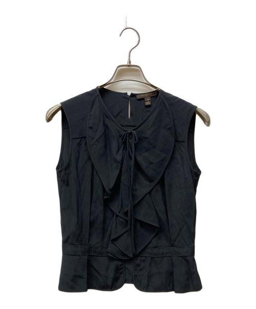 LOUIS VUITTON（ルイ ヴィトン）LOUIS VUITTON (ルイ ヴィトン) フリルノースリーブブラウス ブラック サイズ:Mの古着・服飾アイテム