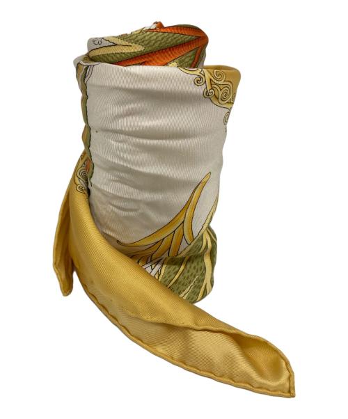 Salvatore Ferragamo（サルヴァトーレ フェラガモ）Salvatore Ferragamo (サルヴァトーレ フェラガモ) シルクスカーフ イエローの古着・服飾アイテム