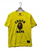 COACH×BAPE BY A BATHING APEコーチ×ベイプバイアベイシングエイプ）の古着「コラボプリントTシャツ」｜イエロー
