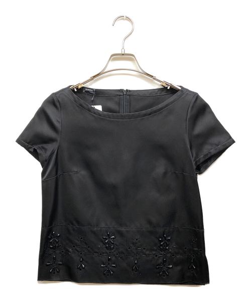 JIL SANDER NAVY（ジルサンダー ネイビー）JIL SANDER NAVY (ジルサンダー ネイビー) シルク100％ビーズブラウス ブラック サイズ:Mの古着・服飾アイテム