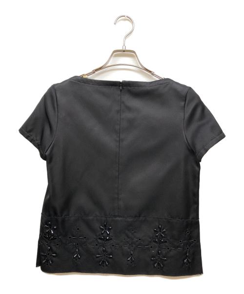 JIL SANDER NAVY（ジルサンダー ネイビー）JIL SANDER NAVY (ジルサンダー ネイビー) シルク100％ビーズブラウス ブラック サイズ:Mの古着・服飾アイテム