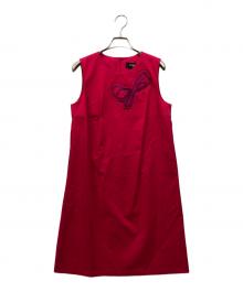 PAULE KA（ポールカ）の古着「リボンモチーフノースリーブワンピース」｜ピンク