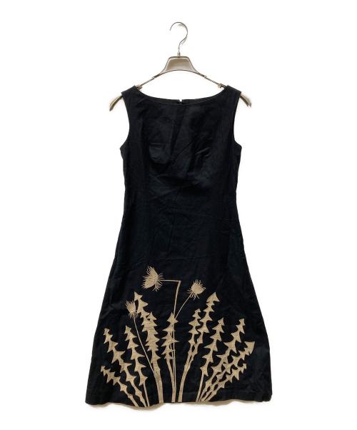Sybilla（シビラ）Sybilla (シビラ) コットンリネン刺繍ノースリーブワンピース ブラック サイズ:Mの古着・服飾アイテム