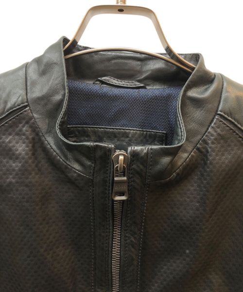 HUGO BOSS（ヒューゴ ボス）HUGO BOSS (ヒューゴ ボス) Mercedes Benz (メルセデスベンツ) シングルライダースレザージャケット ブラック サイズ:Lの古着・服飾アイテム