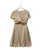 FOXEY NEWYORKフォクシーニューヨーク）の古着「ディープＶドレス ワンピース」｜ベージュ