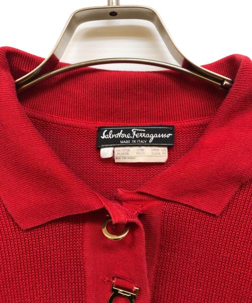 Salvatore Ferragamo（サルヴァトーレ フェラガモ）Salvatore Ferragamo (サルヴァトーレ フェラガモ) ポロニットワンピース レッド サイズ:Mの古着・服飾アイテム