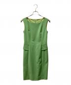 FOXEY NEWYORKフォクシーニューヨーク）の古着「ストレッチペプラムバックジップワンピース」｜グリーン