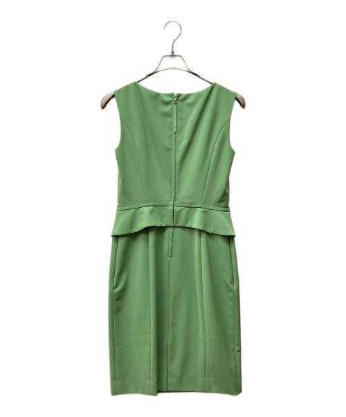 FOXEY NEWYORK（フォクシーニューヨーク）FOXEY NEWYORK (フォクシーニューヨーク) ストレッチペプラムバックジップワンピース グリーン サイズ:42の古着・服飾アイテム