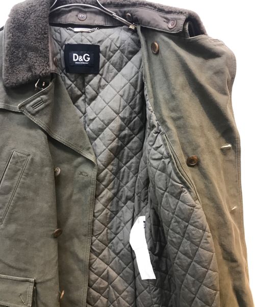 DOLCE & GABBANA（ドルチェ＆ガッバーナ）DOLCE & GABBANA (ドルチェ＆ガッバーナ) 襟ボアライナー付トレンチコート グリーン サイズ:Lの古着・服飾アイテム
