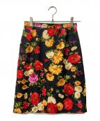 LEONARDレオナール）の古着「大判花柄シルクスカート」｜ブラック×レッド