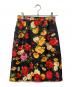 LEONARD（レオナール）の古着「大判花柄シルクスカート」｜ブラック×レッド