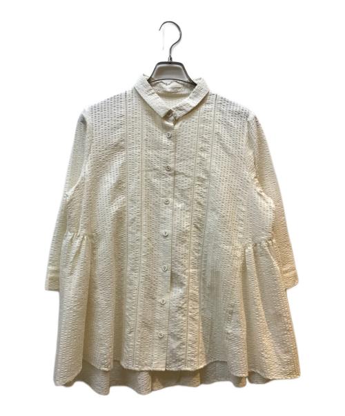 Cotton House Aya（コットンハウス アヤ）Cotton House Aya (コットンハウス アヤ) シアサッカーペプラムシャツ ホワイト サイズ:Mの古着・服飾アイテム