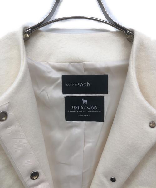 NOLLEY'S sophi（ノーリーズソフィー）NOLLEY'S sophi (ノーリーズソフィー) KIWI LAMBノーカラーコート ホワイト サイズ:M 未使用品の古着・服飾アイテム