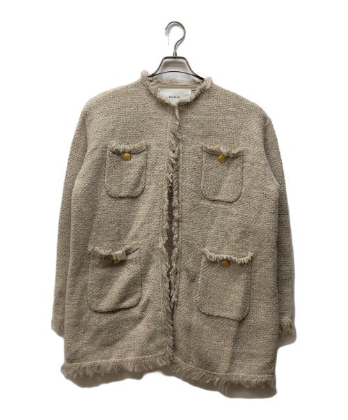 ADAWAS（アダワス）ADAWAS (アダワス) ツイードニットジャケット ベージュ サイズ:FREEの古着・服飾アイテム